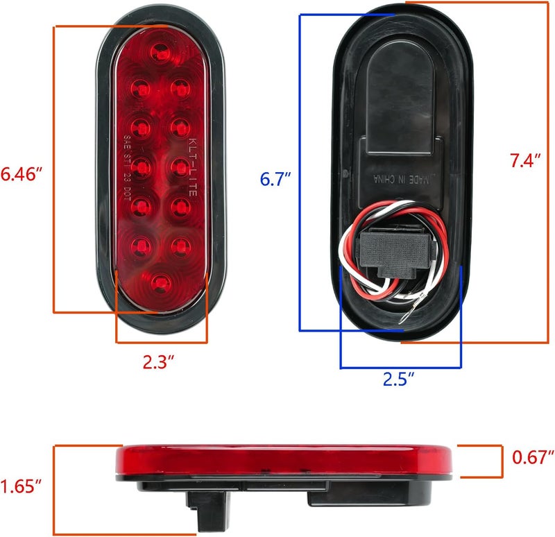 fouwick 6“ Oval 12V LED Trailer tail lights,12LED Submersible Light for boat utility trailer Truck RV,2 Pack,IP65 Waterproof - Image 2
